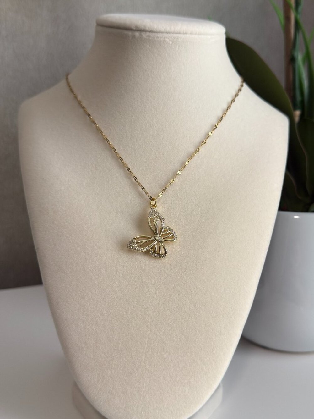 18K Gold Plated Necklace Stainless Steel Butterfly Necklace